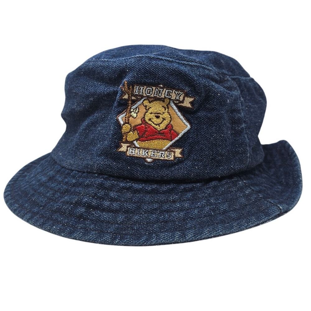 Vintage Y2K Disney Winnie the Pooh Denim Bucket Hat Kidcore Honey Hikers